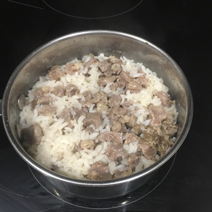 脂身多めの牛肉でリゾット